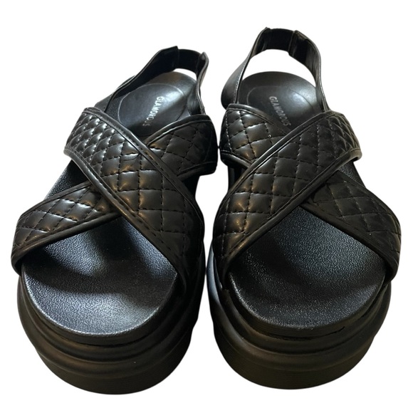 ASOS Glamorous Women's Cross Strap Quilted Platform Sandals, Black Size 8 - Picture 5 of 10